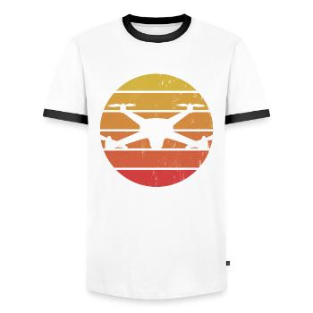 Retro vintage drone pilot drone pilot gift - Men's Ringer Shirt - white/black - Front - AI Model Female 172 light (172cm) & AI Model Male 178 dark (178cm)