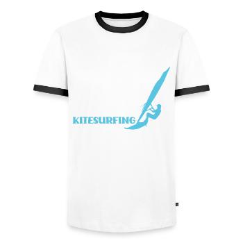 Funny kitesurfer kiteboarding kitesurfing - Men's Ringer Shirt - white/black - Front - AI Model Female 172 light (172cm) & AI Model Male 178 dark (178cm)
