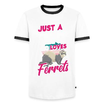 Propriétaire de furet drôle, amoureux de furet - T-shirt contrasté Homme - blanc/noir - Devant - AI Model Female 172 light (172cm) & AI Model Male 178 dark (178cm)