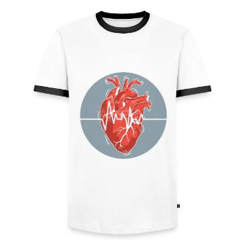 Heart Attack Bypass Surgery Heart Surgery Heart Surgery - Men's Ringer Shirt - white/black - Front - AI Model Female 172 light (172cm) & AI Model Male 178 dark (178cm)