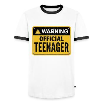 Lustiges 13. Geburtstag Warnung Offiziell Teenager - Männer Kontrast-T-Shirt - Weiß/Schwarz - Vorne - AI Model Female 172 light (172cm) & AI Model Male 178 dark (178cm)