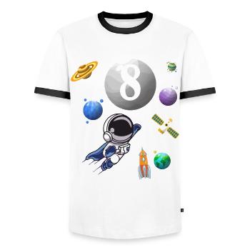 8th Birthday 8 Years Astronaut Space Space - Men's Ringer Shirt - white/black - Front - AI Model Female 172 light (172cm) & AI Model Male 178 dark (178cm)