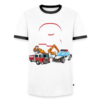 3ème anniversaire 3 ans de pompiers de la police pelle - T-shirt contrasté Homme - blanc/noir - Devant - AI Model Female 172 light (172cm) & AI Model Male 178 dark (178cm)