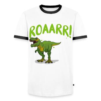 5. Geburtstag 5 Jahre Dino Dinosaurier Fan - Männer Kontrast-T-Shirt - Weiß/Schwarz - Vorne - AI Model Female 172 light (172cm) & AI Model Male 178 dark (178cm)