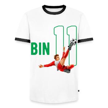 11. Geburtstag 11 Jahre Fußball Fußballspieler - Männer Kontrast-T-Shirt - Weiß/Schwarz - Vorne - AI Model Female 172 light (172cm) & AI Model Male 178 dark (178cm)
