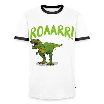 2. Geburtstag 2 Jahre Dino Dinosaurier Fan - Männer Kontrast-T-Shirt - Weiß/Schwarz - Vorne - AI Model Female 172 light (172cm) & AI Model Male 178 dark (178cm)