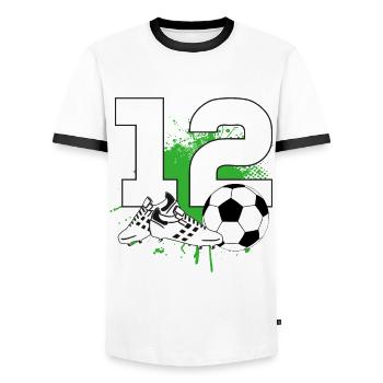 12th birthday 12 years football football player - Men's Ringer Shirt - white/black - Front - AI Model Female 172 light (172cm) & AI Model Male 178 dark (178cm)