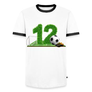 12th birthday 12 years football football player - Men's Ringer Shirt - white/black - Front - AI Model Female 172 light (172cm) & AI Model Male 178 dark (178cm)