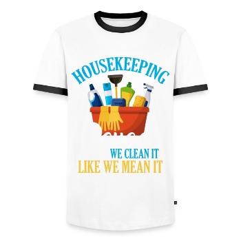 Lustiges Putzfrau Reinigungskraft Hausfrau Putzen - Männer Kontrast-T-Shirt - Weiß/Schwarz - Vorne - AI Model Female 172 light (172cm) & AI Model Male 178 dark (178cm)
