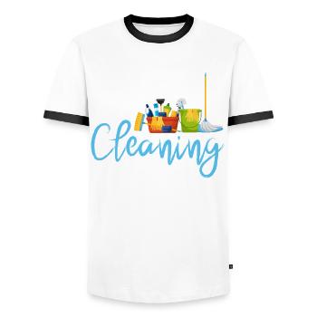 Lustiges Putzfrau Reinigungskraft Hausfrau Putzen - Männer Kontrast-T-Shirt - Weiß/Schwarz - Vorne - AI Model Female 172 light (172cm) & AI Model Male 178 dark (178cm)