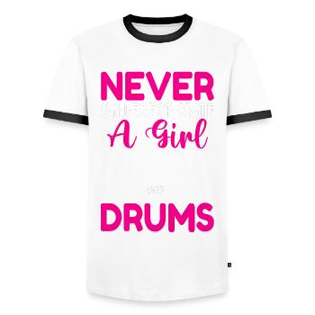 Drôle de femme percussion de batterie cadeau - T-shirt contrasté Homme - blanc/noir - Devant - AI Model Female 172 light (172cm) & AI Model Male 178 dark (178cm)