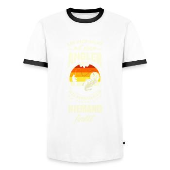 Leg Dich Nicht Mit Einem Angler An Lustiges Angler - Männer Kontrast-T-Shirt - Weiß/Schwarz - Vorne - AI Model Female 172 light (172cm) & AI Model Male 178 dark (178cm)