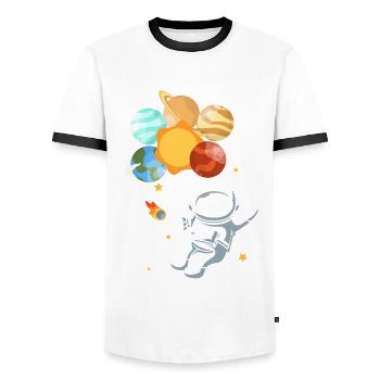 Astronomy Solar System Planet Astronaut - Men's Ringer Shirt - white/black - Front - AI Model Female 172 light (172cm) & AI Model Male 178 dark (178cm)