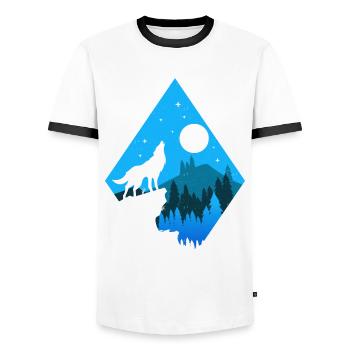 Idée cadeau Wolves Wolf - T-shirt contrasté Homme - blanc/noir - Devant - AI Model Female 172 light (172cm) & AI Model Male 178 dark (178cm)