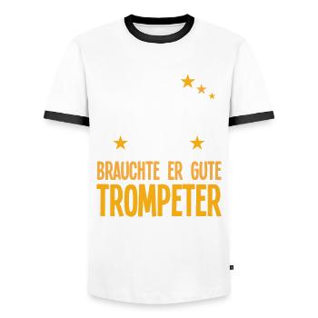 Trompete Trompeter Trompeten Spieler - Männer Kontrast-T-Shirt - Weiß/Schwarz - Vorne - AI Model Female 172 light (172cm) & AI Model Male 178 dark (178cm)