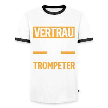 Trompete Trompeter Trompeten Spieler - Männer Kontrast-T-Shirt - Weiß/Schwarz - Vorne - AI Model Female 172 light (172cm) & AI Model Male 178 dark (178cm)