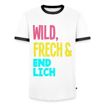 9. Geburtstag Wild, Frech & Endlich 9 Jahre - Männer Kontrast-T-Shirt - Weiß/Schwarz - Vorne - AI Model Female 172 light (172cm) & AI Model Male 178 dark (178cm)