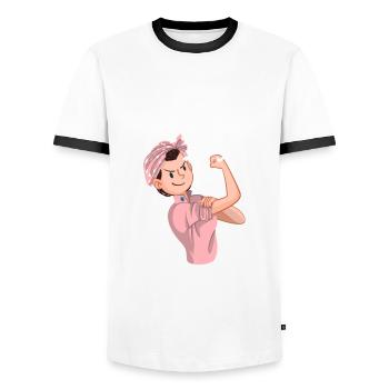 Lustiges Putzfrau Reinigungskraft Hausfrau Putzen - Männer Kontrast-T-Shirt - Weiß/Schwarz - Vorne - AI Model Female 172 light (172cm) & AI Model Male 178 dark (178cm)