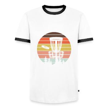Lustiges Discgolf Discgolfer Geschenk - Männer Kontrast-T-Shirt - Weiß/Schwarz - Vorne - AI Model Female 172 light (172cm) & AI Model Male 178 dark (178cm)
