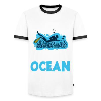 Diving Divers Funny Diver Gift - Men's Ringer Shirt - white/black - Front - AI Model Female 172 light (172cm) & AI Model Male 178 dark (178cm)