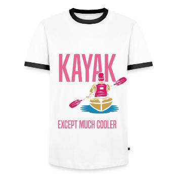 Kajak - Männer Kontrast-T-Shirt - Weiß/Schwarz - Vorne - AI Model Female 172 light (172cm) & AI Model Male 178 dark (178cm)