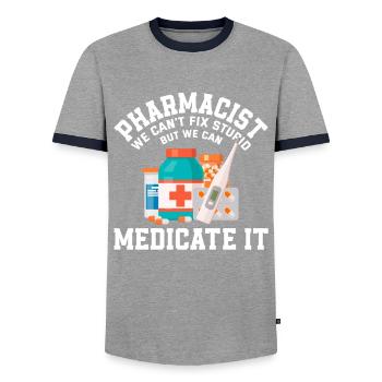 Pharmacist Pharmacist Pharmacy Gift - Men's Ringer Shirt - grey/navy  - Front - AI Model Female 172 light (172cm) & AI Model Male 178 light (178cm)