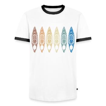 Kayak - Men's Ringer Shirt - white/black - Front - AI Model Female 172 light (172cm) & AI Model Male 178 dark (178cm)