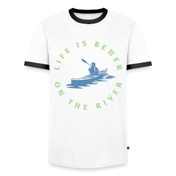 Kayak - Men's Ringer Shirt - white/black - Front - AI Model Female 172 light (172cm) & AI Model Male 178 dark (178cm)