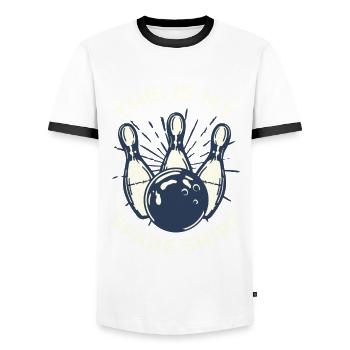 Bowling Lustiges Bowling Bowler Geschenk - Männer Kontrast-T-Shirt - Weiß/Schwarz - Vorne - AI Model Female 172 light (172cm) & AI Model Male 178 dark (178cm)