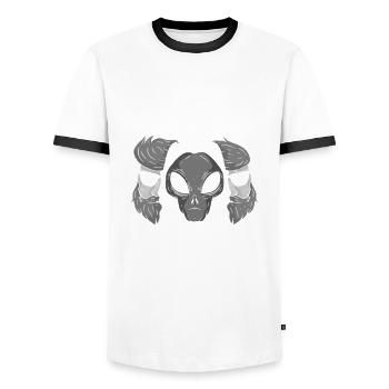 Lustiges Alien Ufo Außerirdische Geschenk - Männer Kontrast-T-Shirt - Weiß/Schwarz - Vorne - AI Model Female 172 light (172cm) & AI Model Male 178 dark (178cm)