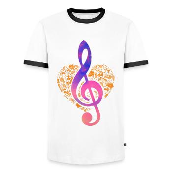 Musiciens de musique Chanteur Chanteur Musicien - T-shirt contrasté Homme - blanc/noir - Devant - AI Model Female 172 light (172cm) & AI Model Male 178 dark (178cm)