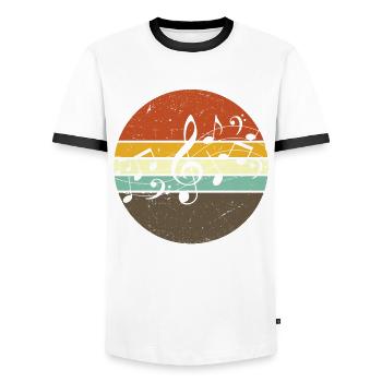 Musiciens de musique Chanteur Chanteur Musicien - T-shirt contrasté Homme - blanc/noir - Devant - AI Model Female 172 light (172cm) & AI Model Male 178 dark (178cm)