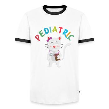 Pediatric Nurse Pediatric Nurse - Men's Ringer Shirt - white/black - Front - AI Model Female 172 light (172cm) & AI Model Male 178 dark (178cm)