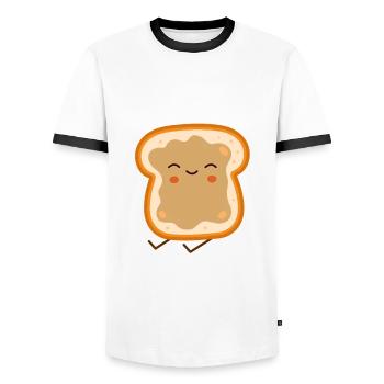 Peanut butter - Men's Ringer Shirt - white/black - Front - AI Model Female 172 light (172cm) & AI Model Male 178 dark (178cm)