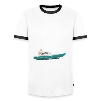 Équipage de bateau Capitaine Bateau à moteur Yacht Bateau - T-shirt contrasté Homme - blanc/noir - Devant - AI Model Female 172 light (172cm) & AI Model Male 178 dark (178cm)