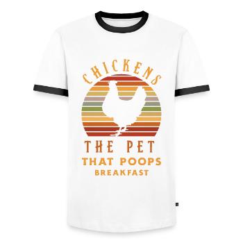 Chicken Chickens - Men's Ringer Shirt - white/black - Front - AI Model Female 172 light (172cm) & AI Model Male 178 dark (178cm)