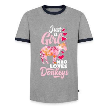 Lustiges Esel Liebhaber Geschenk Mädchen Esel - Männer Kontrast-T-Shirt - Grau/Navy  - Vorne - AI Model Female 172 light (172cm) & AI Model Male 178 light (178cm)