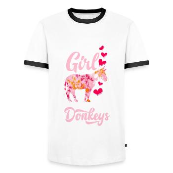 Lustiges Esel Liebhaber Geschenk Mädchen Esel - Männer Kontrast-T-Shirt - Weiß/Schwarz - Vorne - AI Model Female 172 light (172cm) & AI Model Male 178 dark (178cm)
