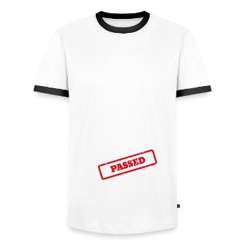 Driver's License Passed Gift - Men's Ringer Shirt - white/black - Front - AI Model Female 172 light (172cm) & AI Model Male 178 dark (178cm)