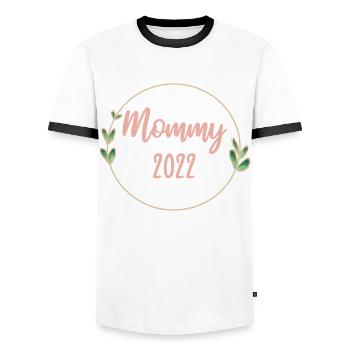 Mama 2022 Schwanger Schwangerschaft Mom To Be - Männer Kontrast-T-Shirt - Weiß/Schwarz - Vorne - AI Model Female 172 light (172cm) & AI Model Male 178 dark (178cm)