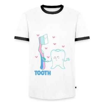 Dentist Dental Assistant Dental Assistant Gift - Men's Ringer Shirt - white/black - Front - AI Model Female 172 light (172cm) & AI Model Male 178 dark (178cm)