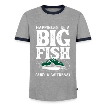 Fun Fishing Angler Fisherman Gift - Men's Ringer Shirt - grey/navy  - Front - AI Model Female 172 light (172cm) & AI Model Male 178 light (178cm)