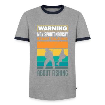Fun Fishing Angler Fisherman Gift - Men's Ringer Shirt - grey/navy  - Front - AI Model Female 172 light (172cm) & AI Model Male 178 light (178cm)