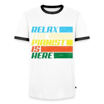 Funny Piano Player Piano Piano Pianist - Men's Ringer Shirt - white/black - Front - AI Model Female 172 light (172cm) & AI Model Male 178 dark (178cm)