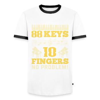 Funny Piano Player Piano Piano Pianist - Men's Ringer Shirt - white/black - Front - AI Model Female 172 light (172cm) & AI Model Male 178 dark (178cm)