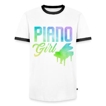 Funny Piano Player Piano Piano Pianist - Men's Ringer Shirt - white/black - Front - AI Model Female 172 light (172cm) & AI Model Male 178 dark (178cm)