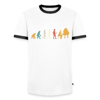 Funny Piano Player Piano Piano Pianist - Men's Ringer Shirt - white/black - Front - AI Model Female 172 light (172cm) & AI Model Male 178 dark (178cm)