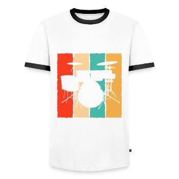 Cadeau de batteur de batterie - T-shirt contrasté Homme - blanc/noir - Devant - AI Model Female 172 light (172cm) & AI Model Male 178 dark (178cm)