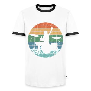 Cadeau de batteur de batterie - T-shirt contrasté Homme - blanc/noir - Devant - AI Model Female 172 light (172cm) & AI Model Male 178 dark (178cm)
