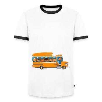 Funny School Bus Driver School Bus Bus Driver - Men's Ringer Shirt - white/black - Front - AI Model Female 172 light (172cm) & AI Model Male 178 dark (178cm)